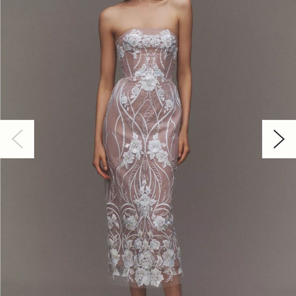 NWT HELSI Catherine sequin Floral Lace strapless Dress XS - Picture 6 of 11